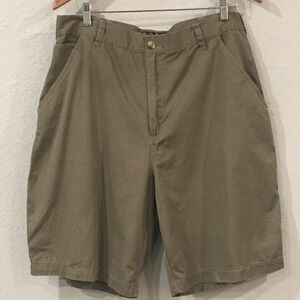 VTG Old College Inn Men 36 Shorts Green Khaki Carpenter Loop Utility 100% Cotton